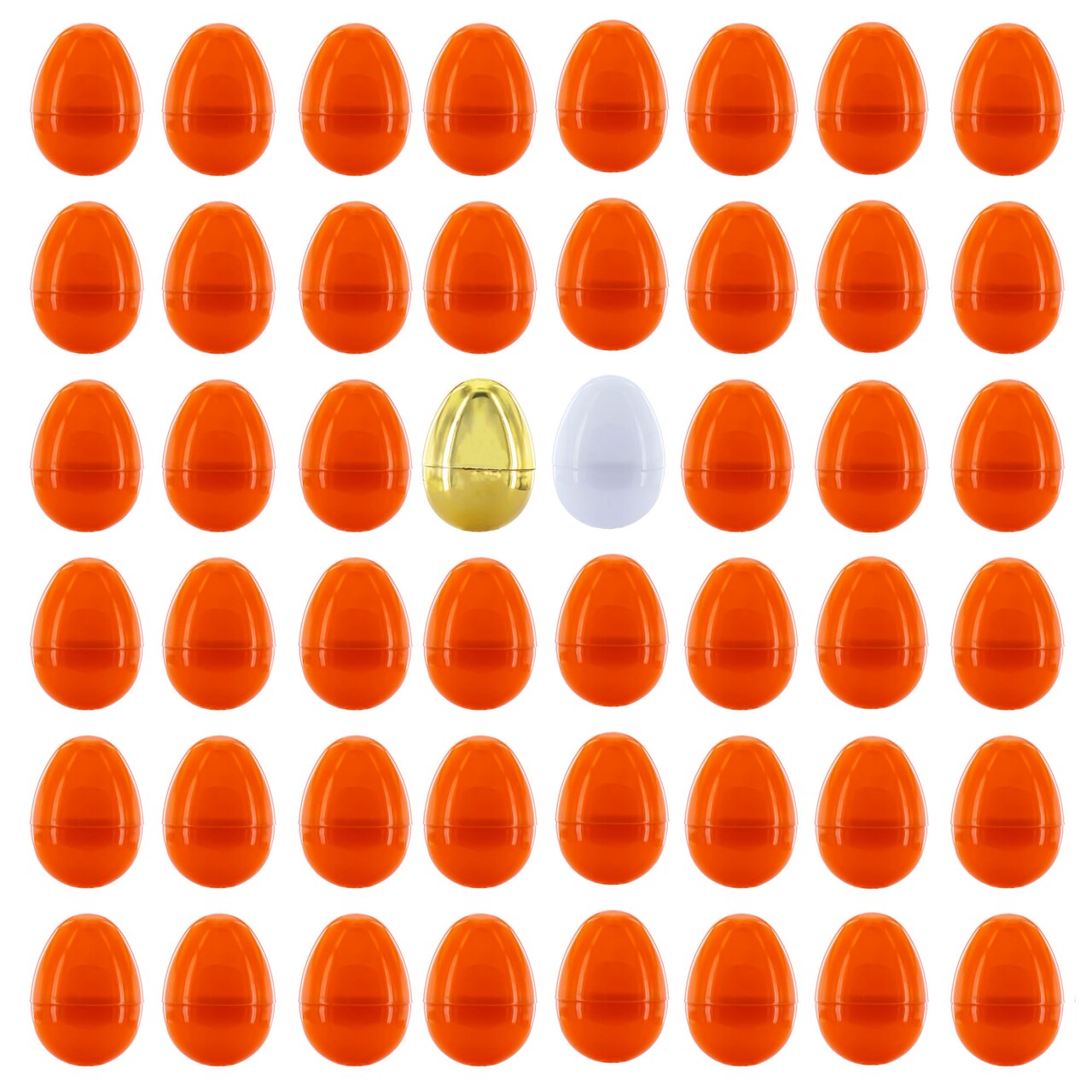 Set of 46 Orange, 1 Gold, and 1 White Plastic Easter Egg, 2.25 Inches Each